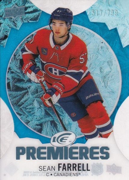 insert RC karta SEAN FARRELL 23-24 UD Ice Premieres Blue /799